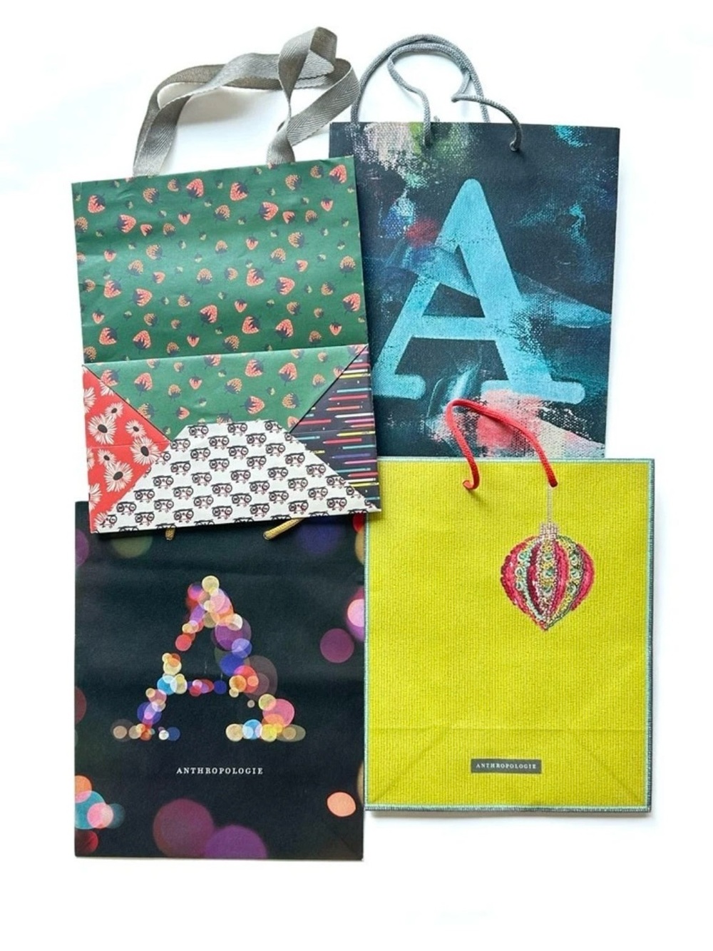 LOT of 4 New Assorted ANTHROPOLOGIE Art Print Shopping Gift Bag Paper Tote